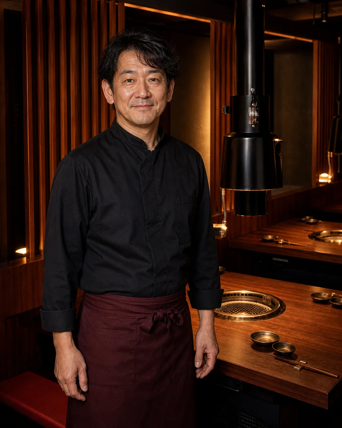 焼き場に立つ店長のイメージ(AI生成サンプル)