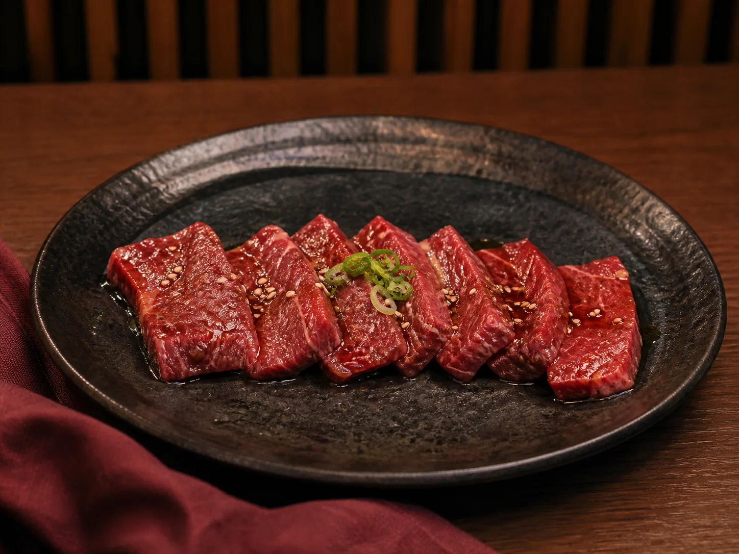 やわらか上ハラミ|高崎市の炭火焼肉 炎雅(AI生成サンプル画像)