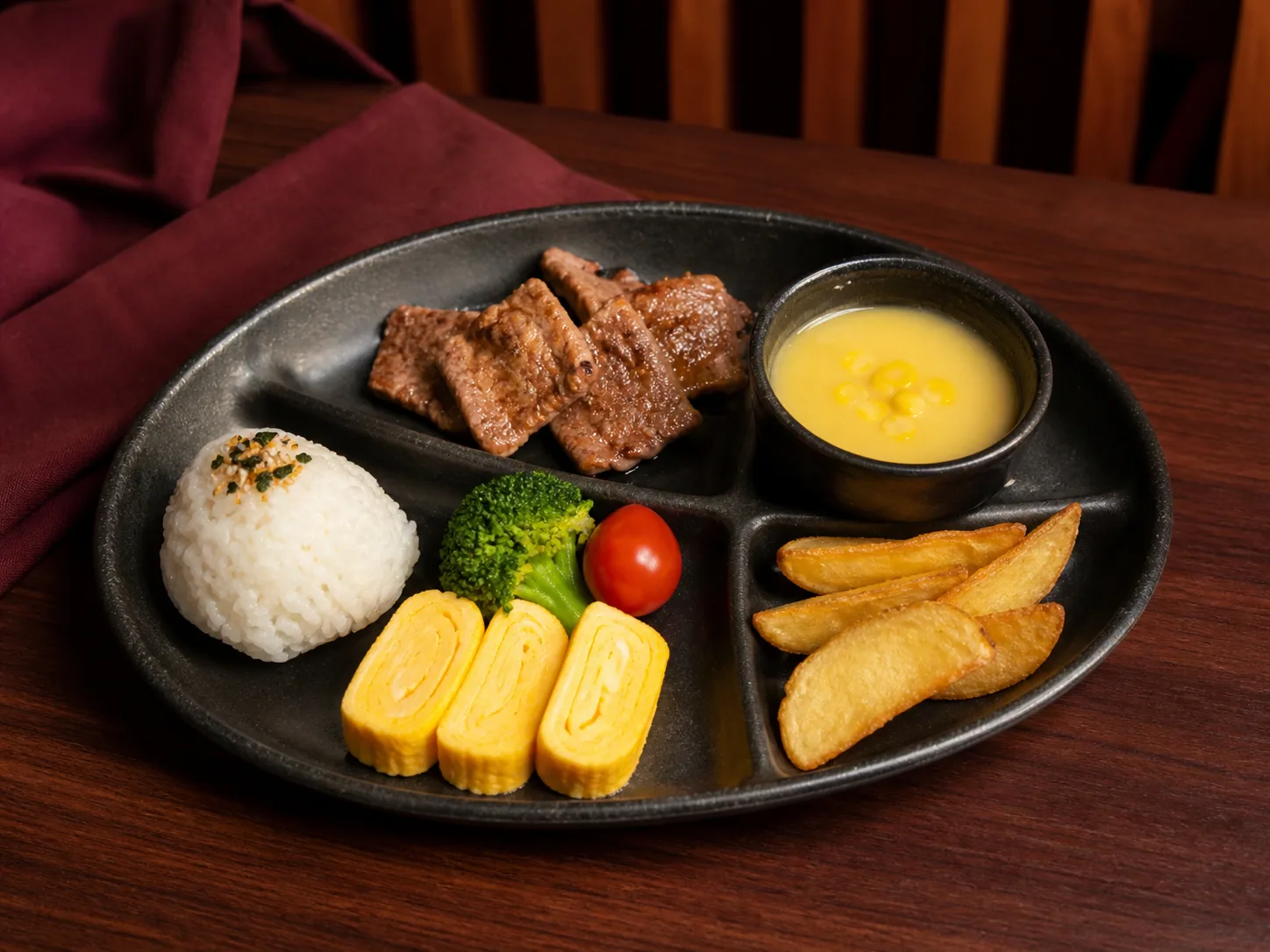 お子様プレート|高崎市の炭火焼肉 炎雅(AI生成サンプル画像)