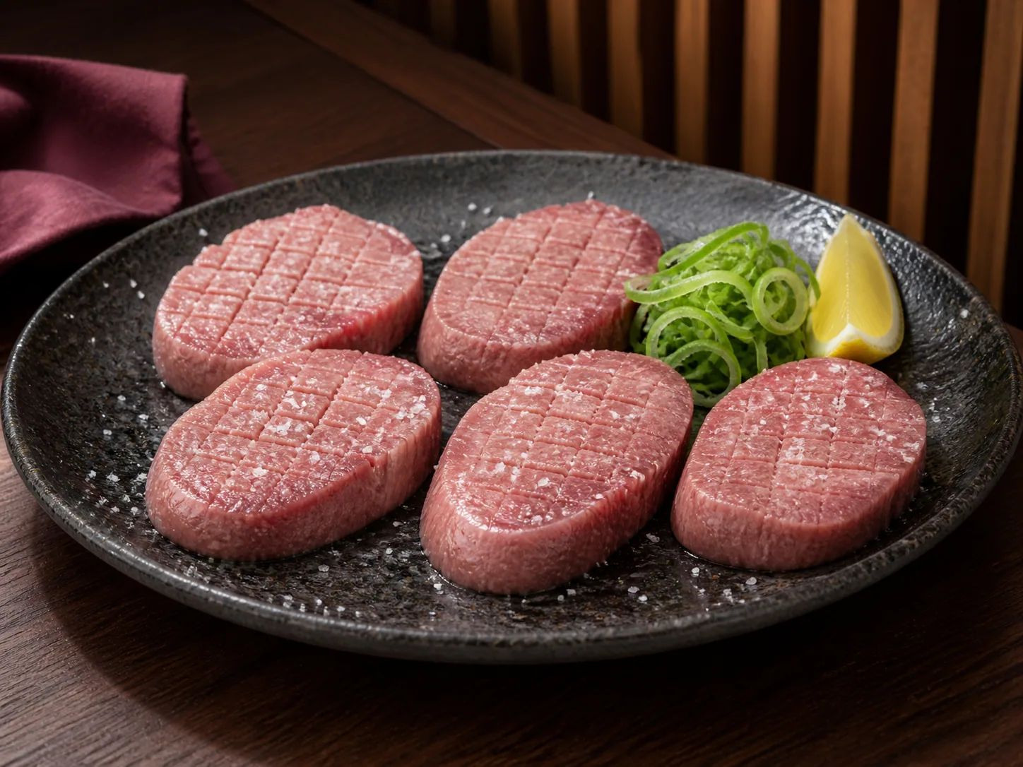 厚切り上タン塩|高崎市の炭火焼肉 炎雅(AI生成サンプル画像)